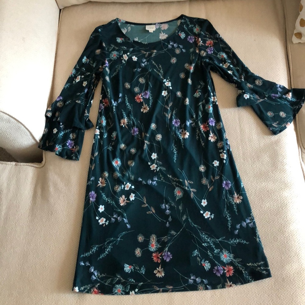 Dark Green Floral Dress